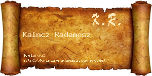 Kaincz Radamesz névjegykártya